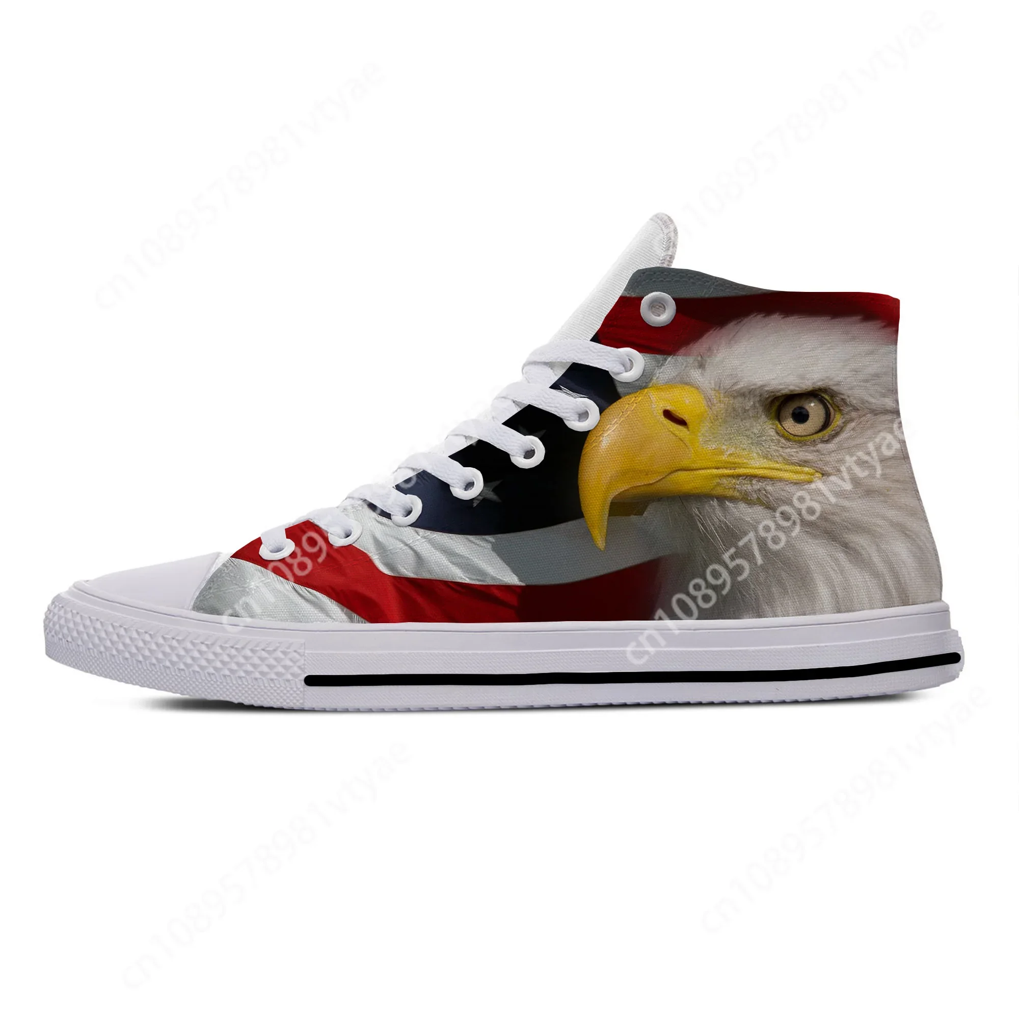 2022 USA US America American Flag Eagle Patriotic Casual Cloth Shoes High Top Lightweight Breathable 3D Print Men Women Sneakers