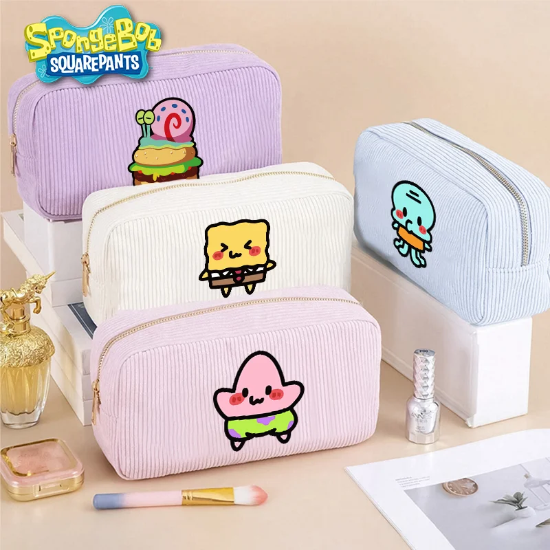 

Косметички с мультяшными персонажами Губка Боб и Патрик Стар, вельветовые, портативные, вместительные, универсальные, модные