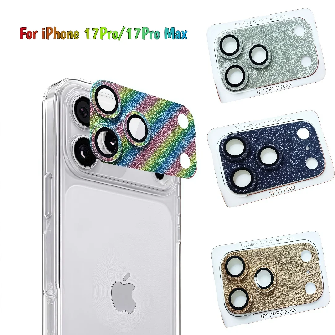 Original Color Glitter Rugged Armor Aluminum Metal Camera Lens Protect Cover for IPhone17 Pro Max Back Anti-scratch Protect Cap