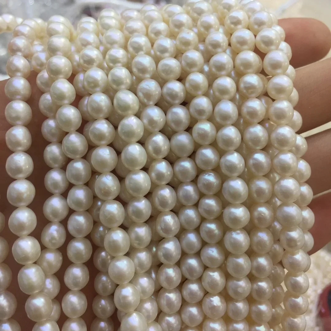 

5-6MM Near Round Micro-flaw Natural Freshwater Pearl Work in Progress Wholesale Loose Beads Beaded DIY Jewelry Handmade Accessor