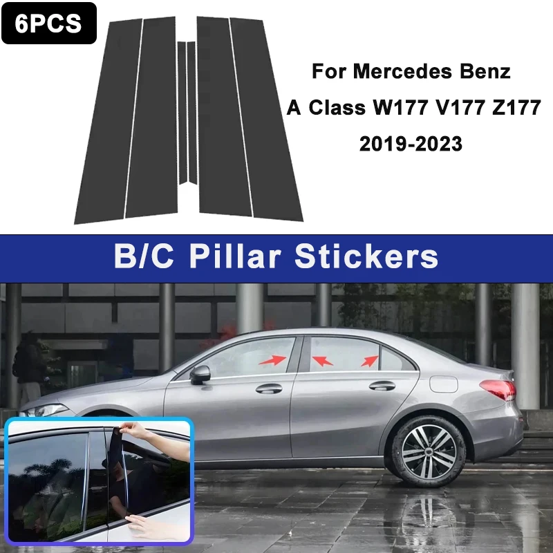 

For Mercedes Benz A Class W177 V177 Z177 2019-2023 Window B C Pillar Post Cover Trim Stickers Door Column Decorative Parts