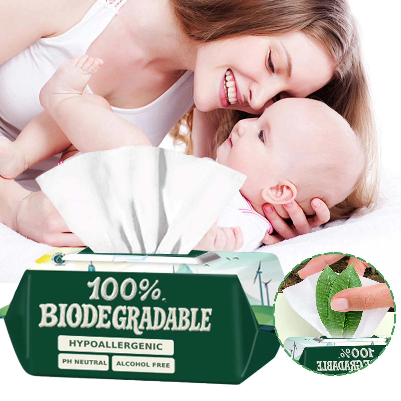 Baby Wipe Suitable Sensitive Skin Quick Clean-Ups Diaper Changing Essential Alcohol-Fragrance-Free Bio-Degradable Baby Wipe