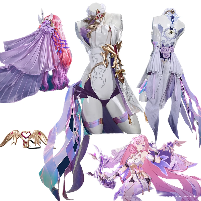 여아용 혼카이 임팩트 3 엘리시아 코스프레 코스튬, 애니메이션 풀 세트 파이팅 유니폼, 카니발 파티 복장, 게임 의상 선물