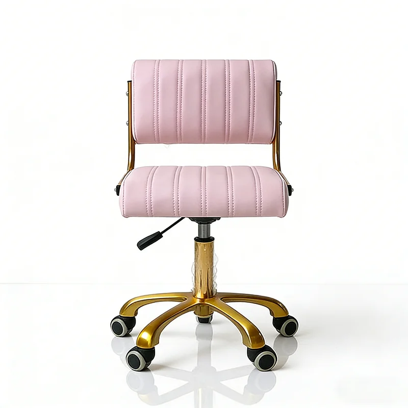 Luxurious Beauty Salon Furniture Gold Base Swivel Salon Small Stool Modern Technician Stool for Barbershop and Manicure Pedicure
