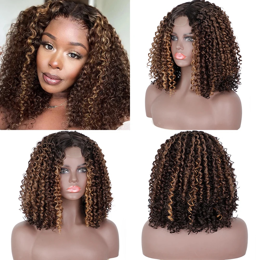 Cosplay Curly Wigs Synthetic Lace Front Wigs Headband Wig Natural Hair Wig Human Woman Glueless brown Ready Wear Realistic