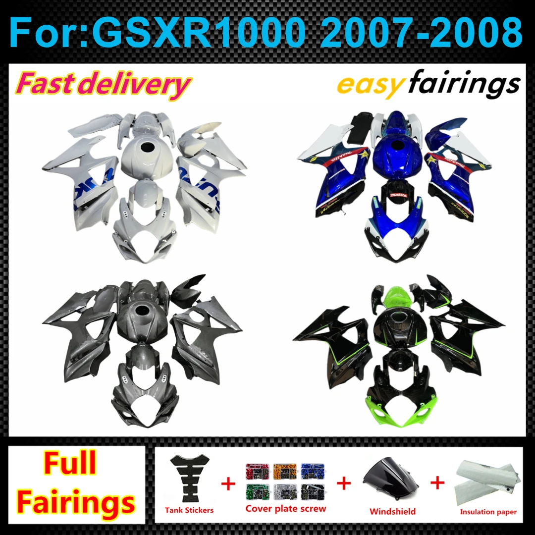 Full Fairing Shell Assembly ABS Injection Panels Fit For GSXR1000 GSX1000R GSXR 1000 K7 2007‑2008 Complete Body Cover Fairings