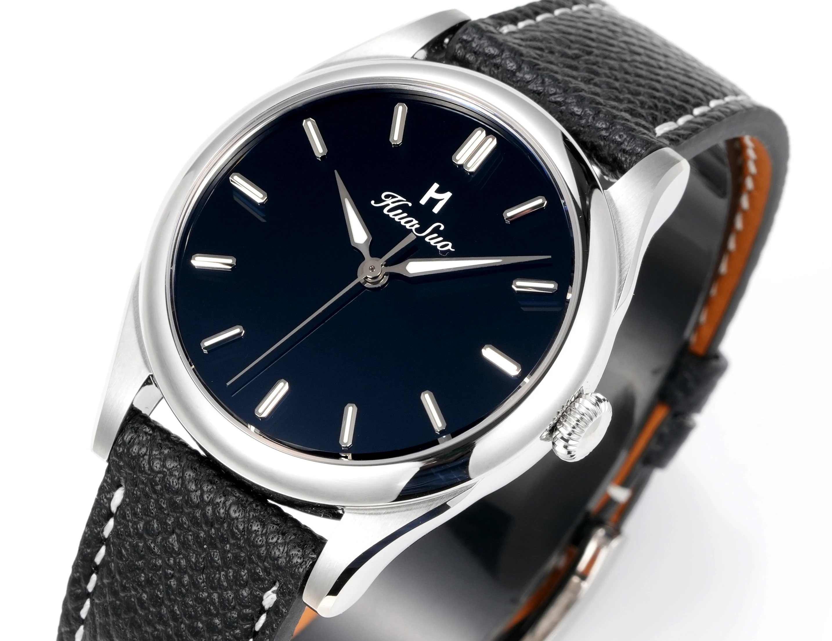 HUASUO 38mm Turquoise Black Agate Dial Men Luxury Watch PT5000/SW200 Automatic Mechanical Waterproof 50m Sapphire  Wristwatch