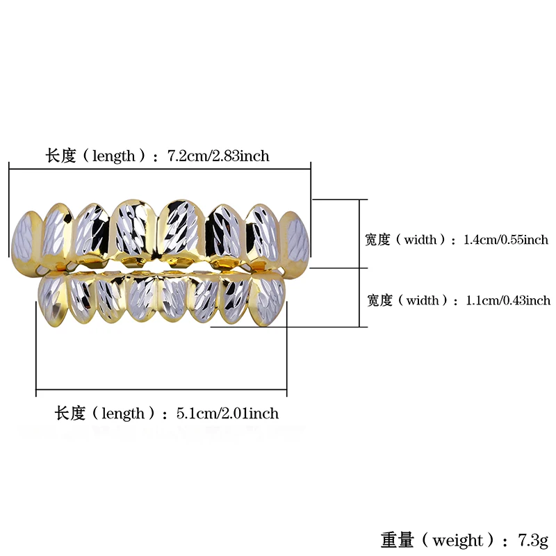 Hip Hop Bling Gold Color 8 Teeth Rugged Hip Hop Grillz Top Bottom Teeth Grillzs Dental Grills Men Rapper Jewelry