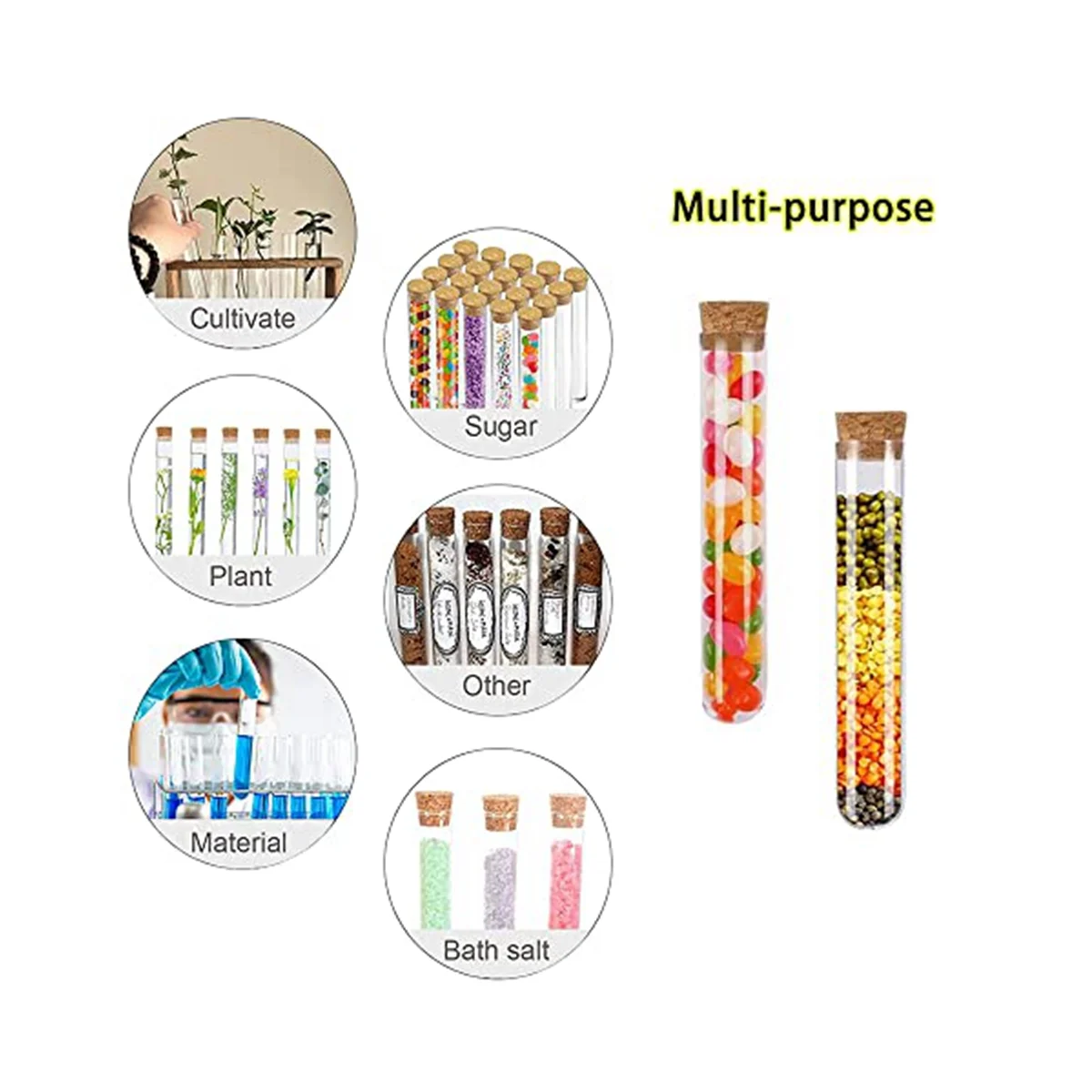 Pack of 40 Plastic Test Tubes with Corks 20Ml Test Tubes for Flowers,for DIY Craft Candy Liquids Spices Flowers,150X16mm