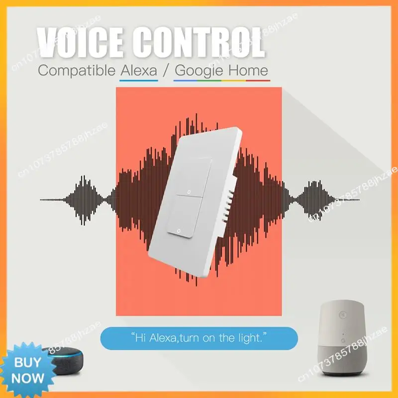 A10R Tuya Wi-Fi Smart Light Switch US Single Work With For Alexa Google Home US Plug 2-Gang 1 Piece