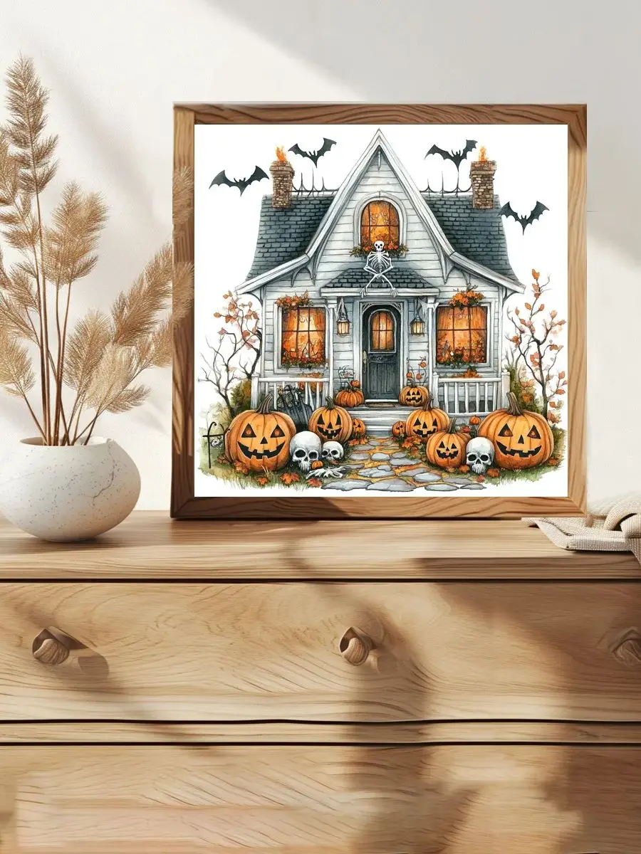 1 Stück 30x30 cm/11,8 Zoll Der Kürbis vor der Halloween-Tür Gestempeltes Kreuzstich-Set DIY-Kit 11CT/14CT Neu eingetroffen – Detail 1