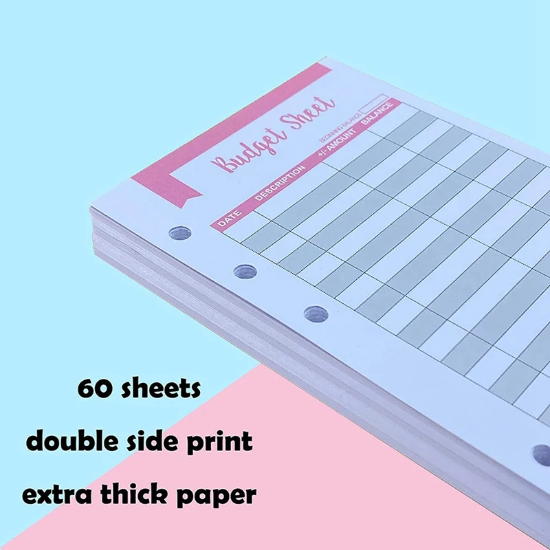 ملصقات ملصقات ملونة للمنزل ، صحائف ميزانية لتعقب النفقات ، 6 صحائف غلاف ، 5 فواصل ، صحائف ، 60 ، A6