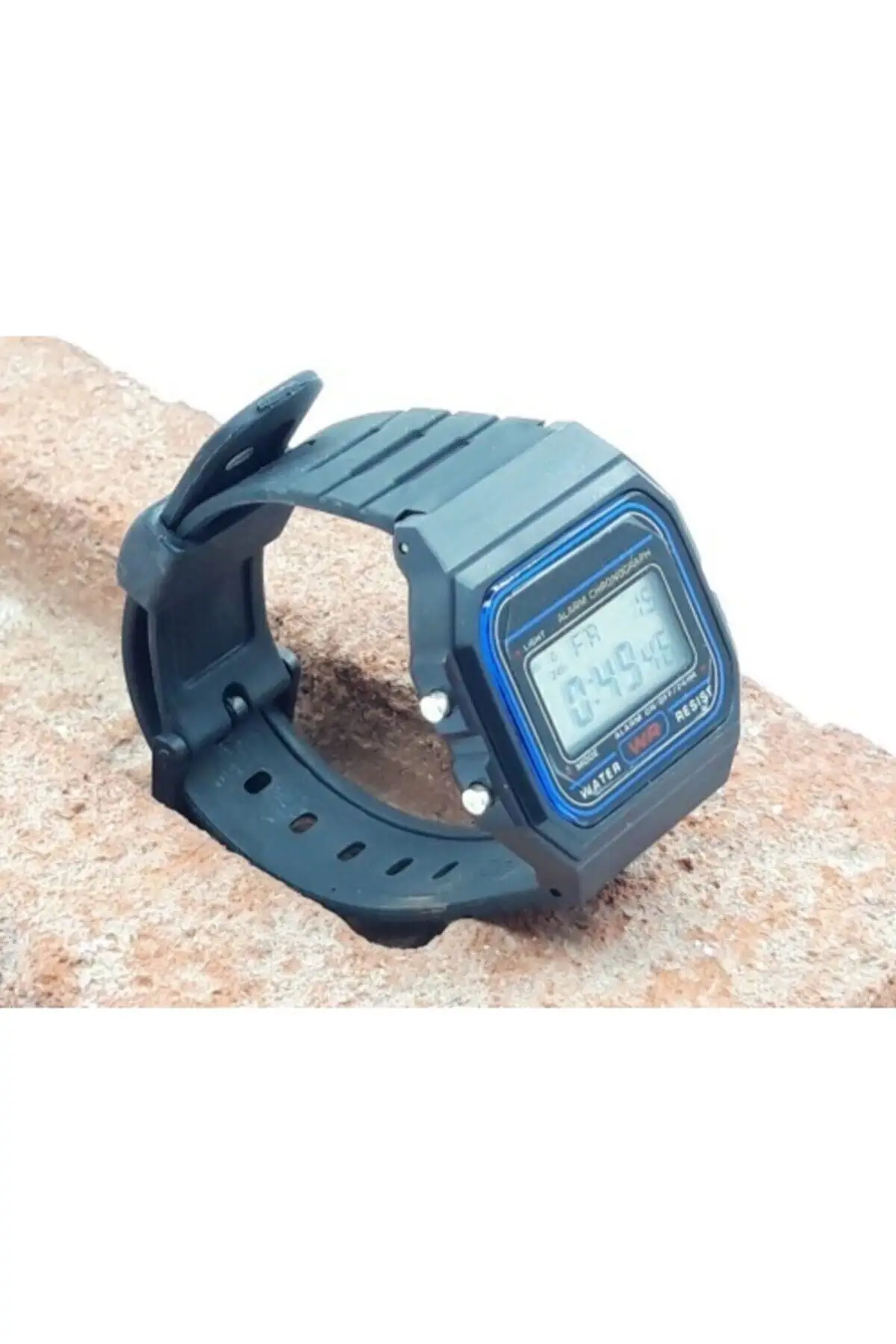 Digital Black Black Unisex Battery-Powered Wristwatch Clock