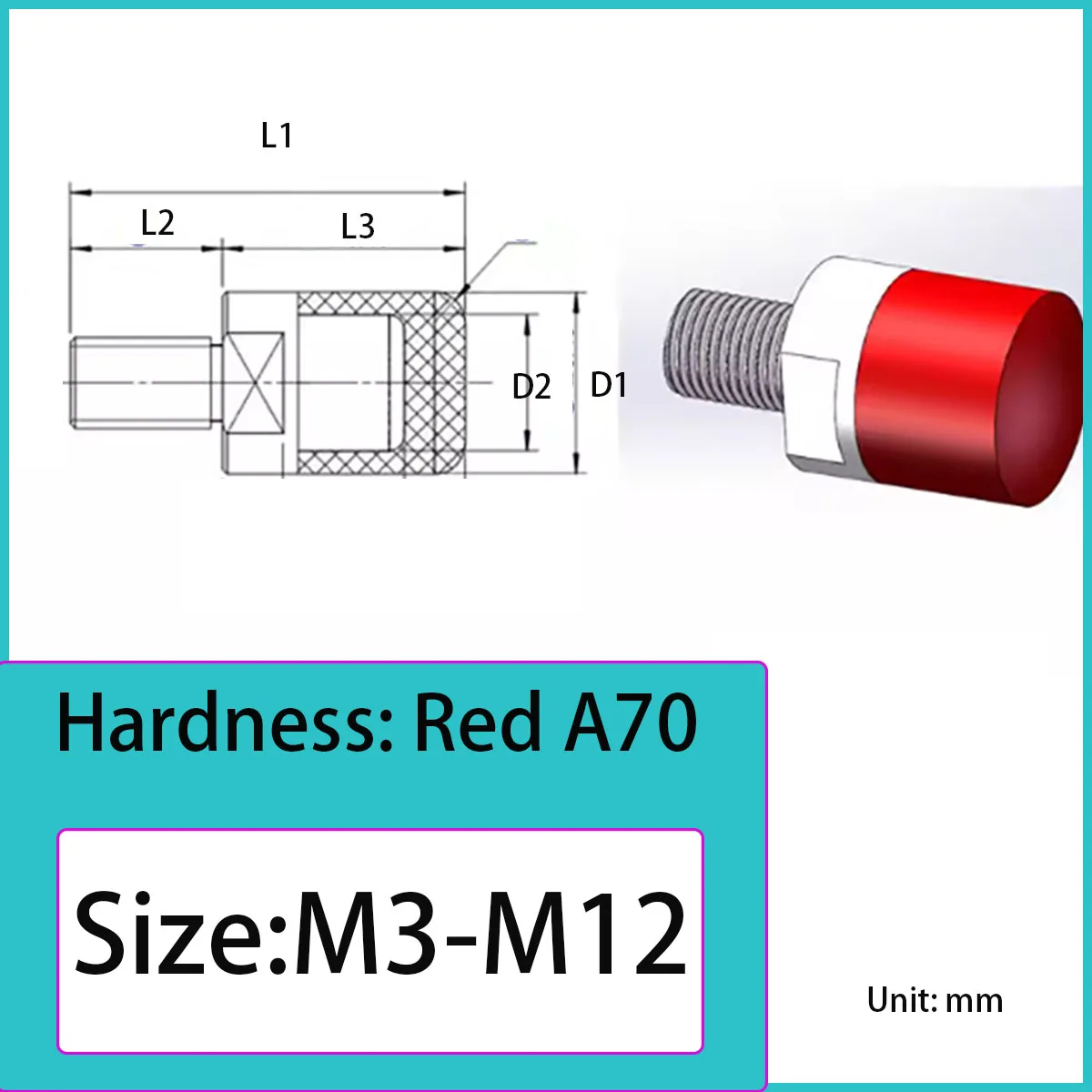 

50A polyurethane with wrench screw M3-M12- stainless steel packaging, used for vibration reduction of mechanical equipment
