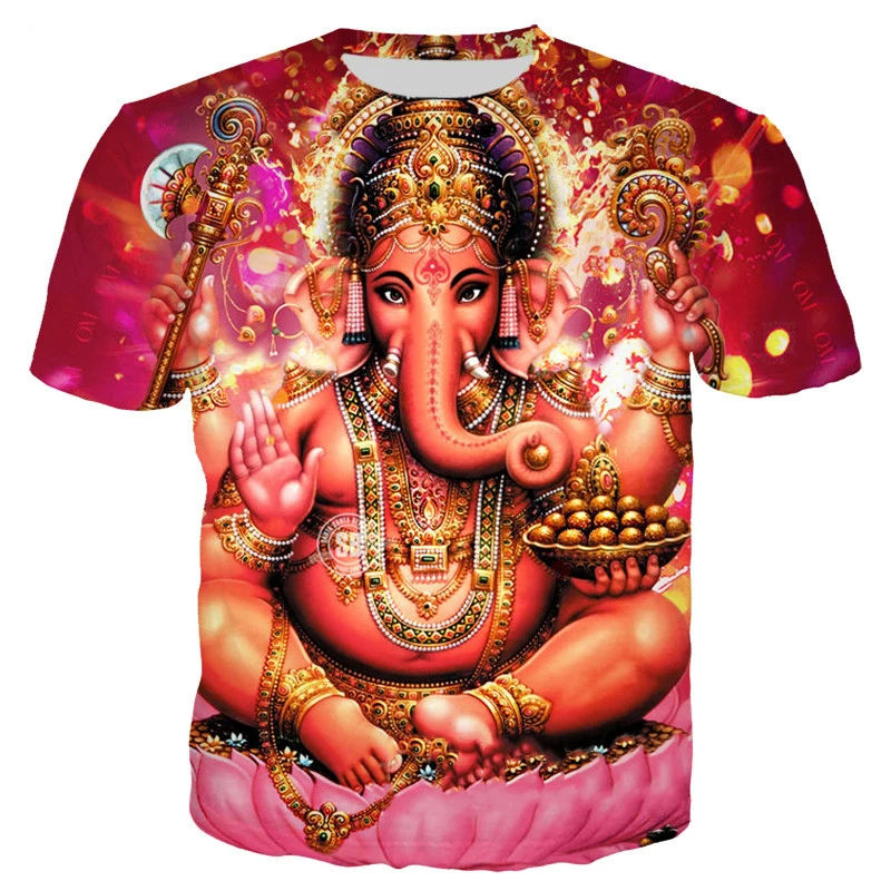 Hindu God Ganesha 3D Printed T Shirt Men Women Summer Fashion Casual Short Sleeve Unisex Harajuku Streetwear Oversized T-shirt