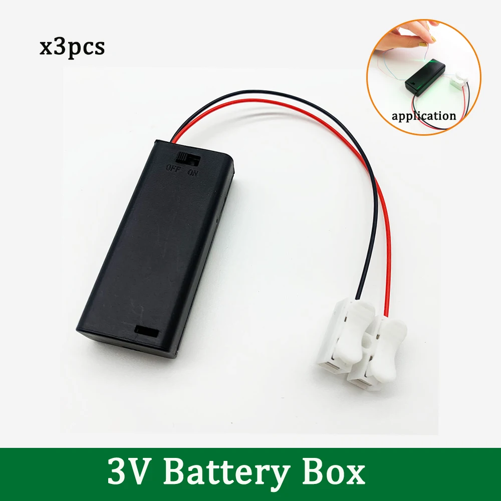 

3pcs 3V Battery Box for 2XAAA Train Sand Table LED Light Wiring Model Transformation for DIY Model Making Without Smd Light