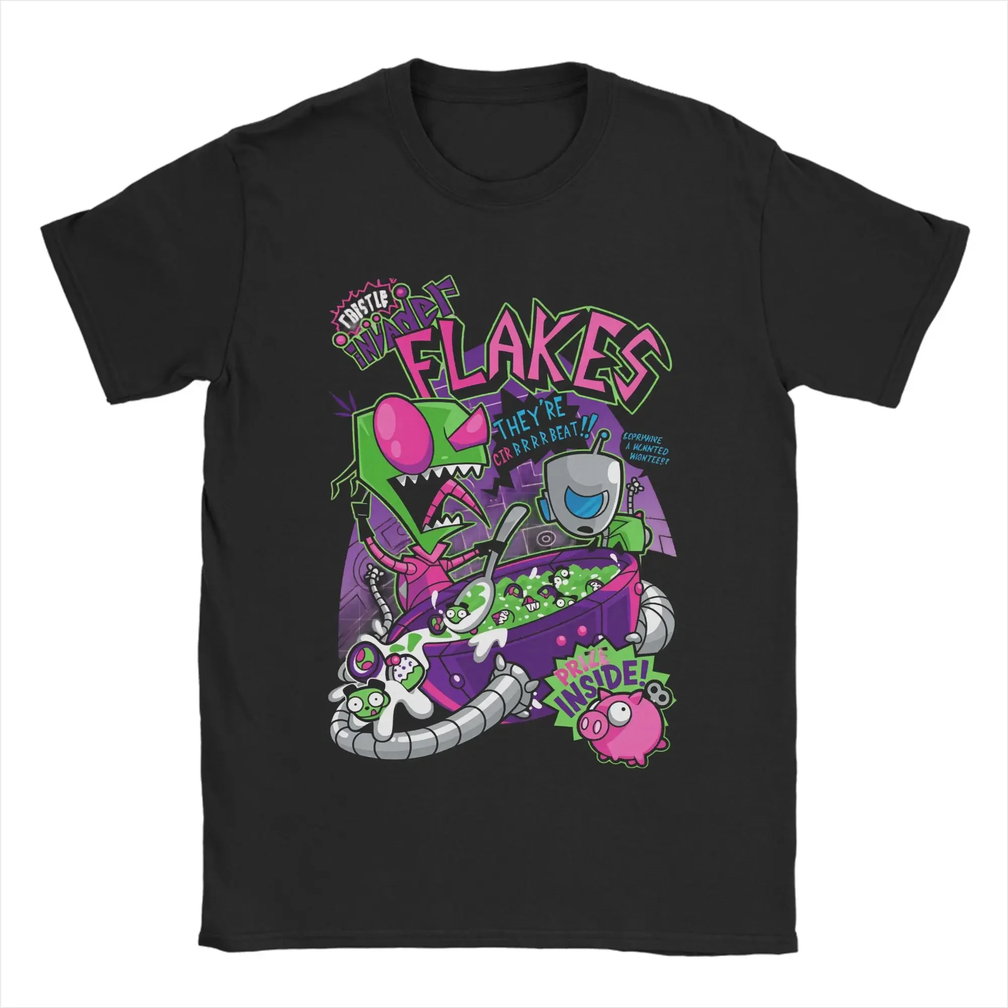 

Invader Zim Irken Flakes Cereal Graphic Men's Cotton Short Sleeve O-Neck T Shirt