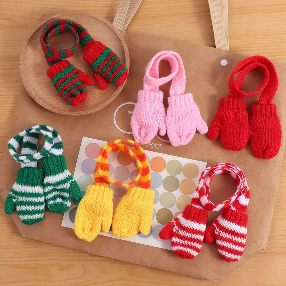 1/12 Dollhouse Handmade Mini Knitting Scarf Gloves for Christmas Decoration Dolls Clothes Dress UP Accessories