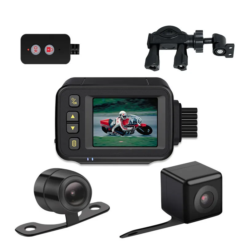 Motorcycle Dash Cam Camera Front And Rear 120° Wide Angle Dual Lens Dashcam Loop Recording G-Sensor 32GB Card Supports