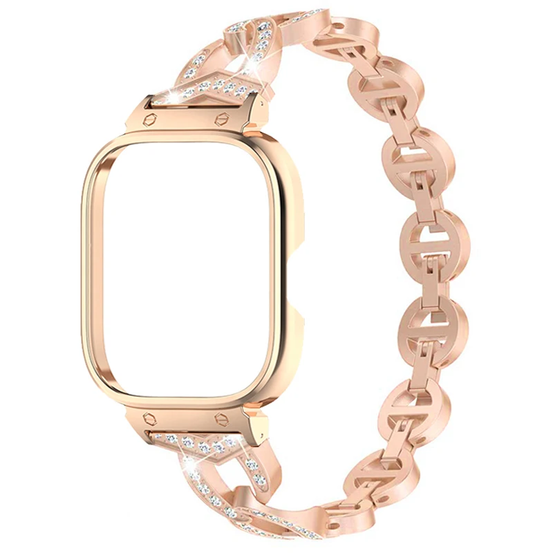 For Redmi Watch 4 Diamond Metal Strap Case Protector for redmi watch 4 Watch Band Xiaomi redmiwatch 4 Bracelet Protective Frames