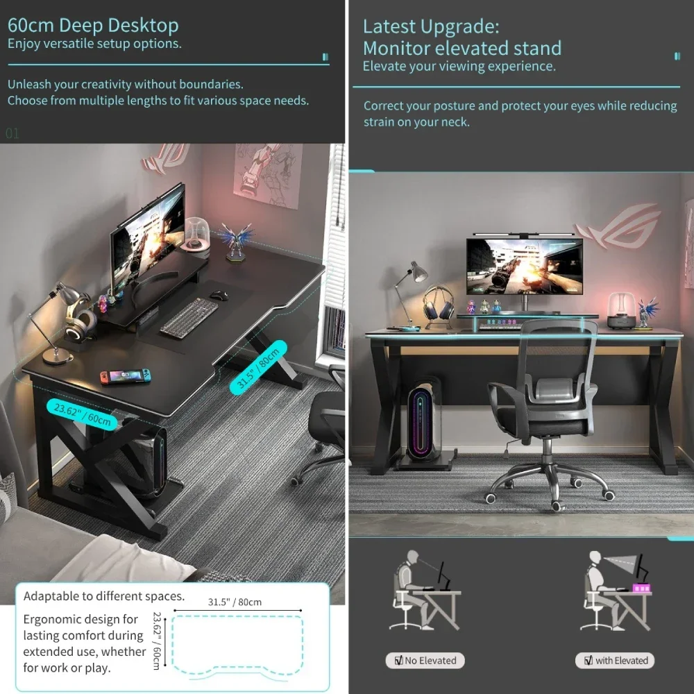 Gaming Desk and Chair Set, Ergonomic 31.5\