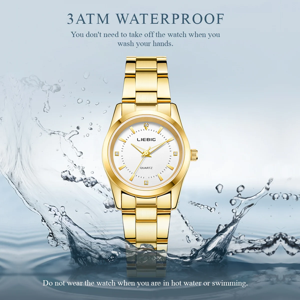 LIEBIG Damen-Quarzuhren mit Armbändern, einfaches Design, 3 Bar, wasserdicht, modisch, Stahlgürtel, Damen-Armbanduhren für Mädchen, Geschenk