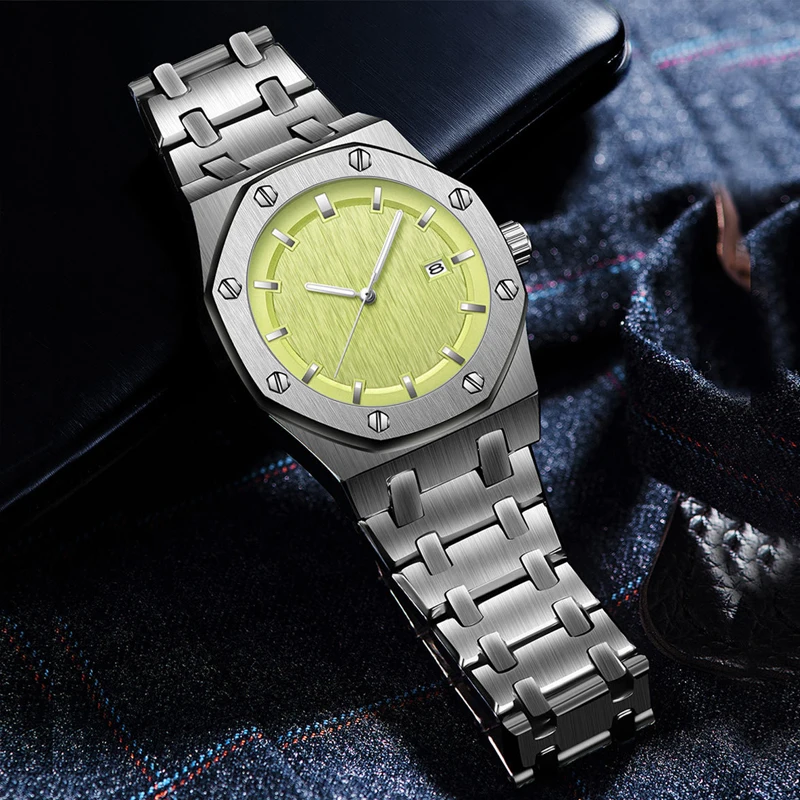 

PINTIME новые мужские часы с восьмиугольным безелем, модные деловые повседневные стильные водонепроницаемые светящиеся мужские и женские кварцевые часы
