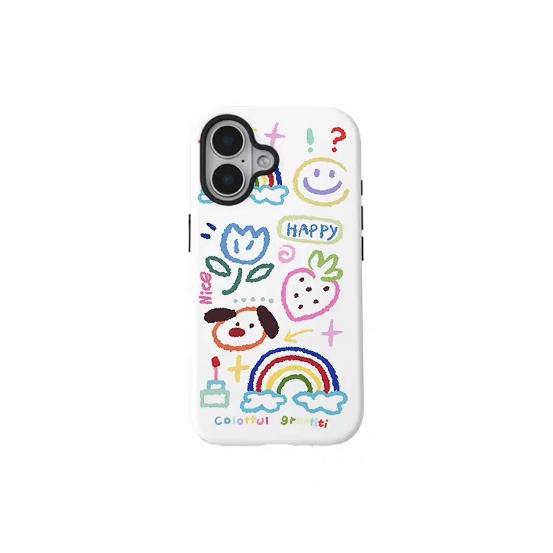 

Rainbow Brush Graffiti Dog Case for IPHONE 17 16ProMax 15 14 13 12 11 PRO Plus XR XS Acrylic TPU Two in One Magnetic Phone Cases