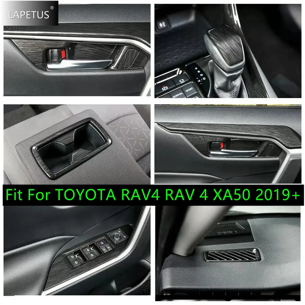 

Black Brushed Steering Wheel / Water Cup Holder / AC Air Outlet Accessories Cover Trim For TOYOTA RAV4 RAV 4 XA50 2019 - 2024