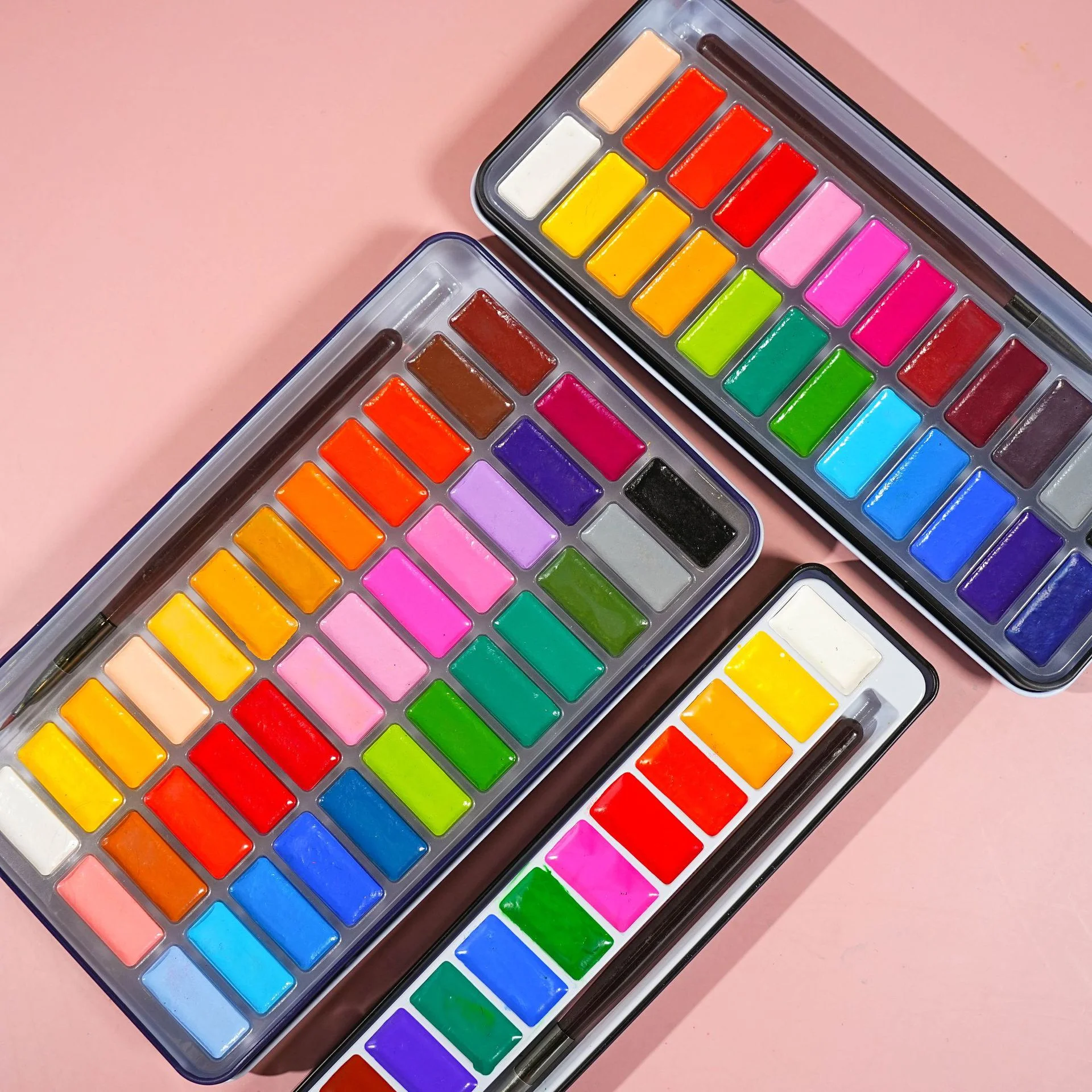 Solid Watercolor Pigment Painting Set 12/24/36-Color Portable Travel Kit with Brush for Outdoor Sketching and Art Creation