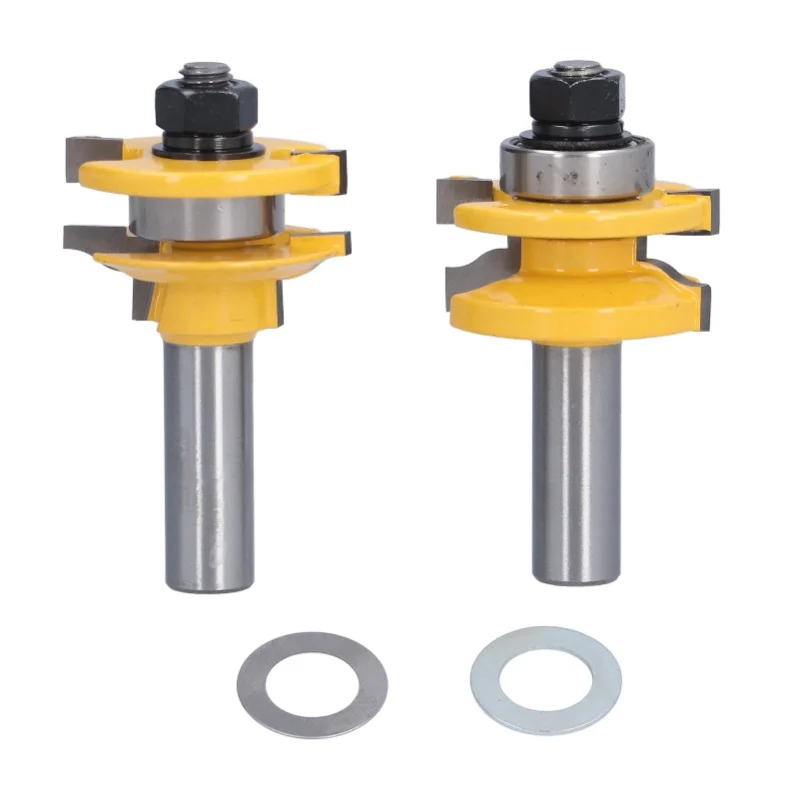 

2Pcs 1/2in Shank Router Bit Woodworking Cabinet Door Carbon Steel Milling Cutter With Gaskets