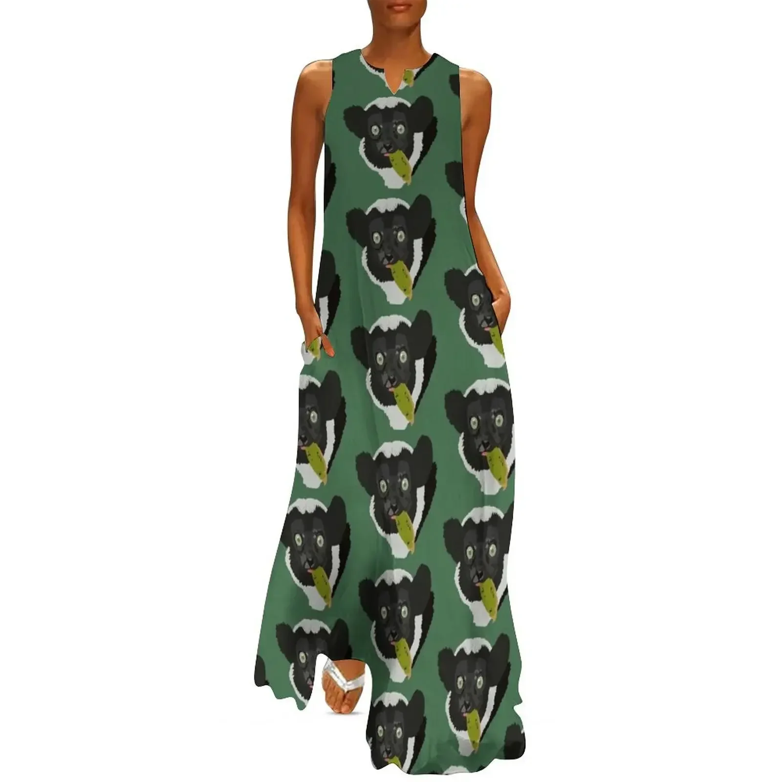 

I is for Indri Lemur Long Dress elegant women's sets Long dress dresses for womens Dress