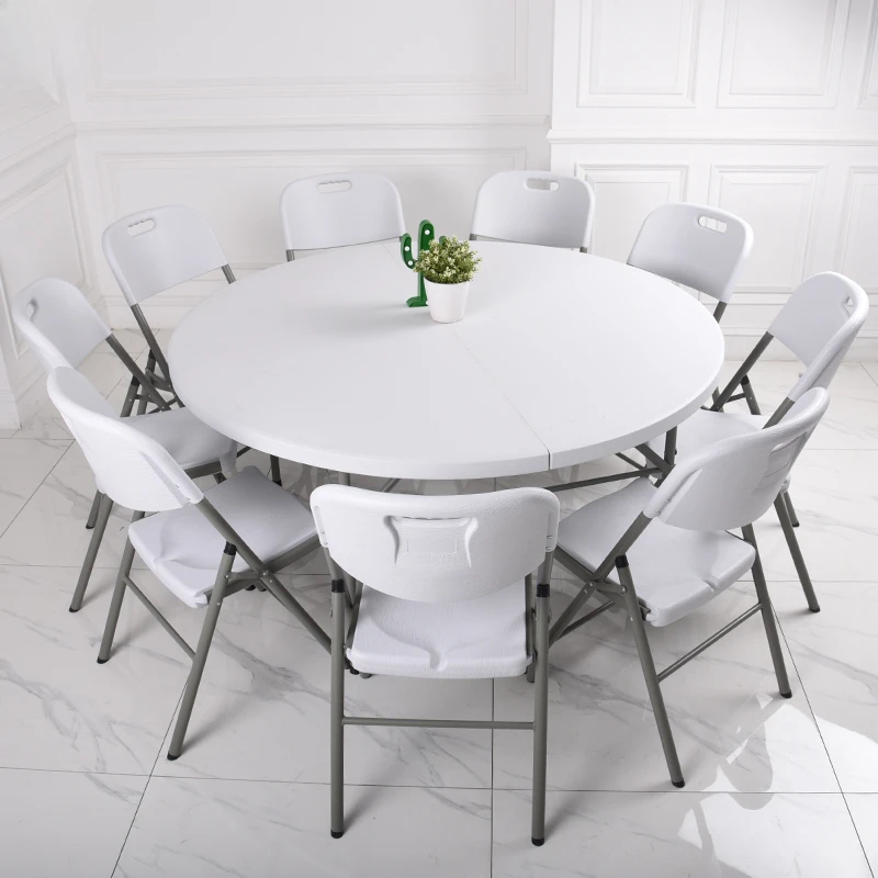 Foldable Round Table Table Household Circular Plastic Large Round Table Garden