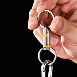 Titanium Alloy High-end Quick Release Open Keychain Men's Bullet-shaped Rotation Universal Car Key Chain With Knife Function
