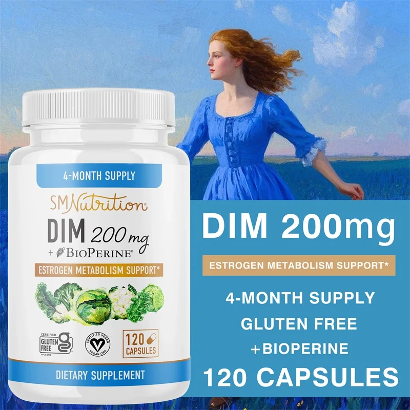 DIM Supplement 200 Mg - Promotes Estrogen Balance in Men and Women, Enhances Absorption, and Provides Antioxidant Support
