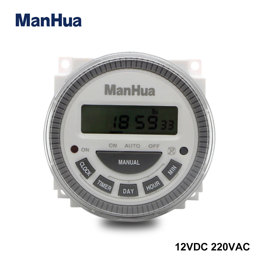 ManHua Multipurpose MT619 16A 30A Digital Timer Switch with Waterproof Cover Easy Wiring 7 days Programmable Time Switch