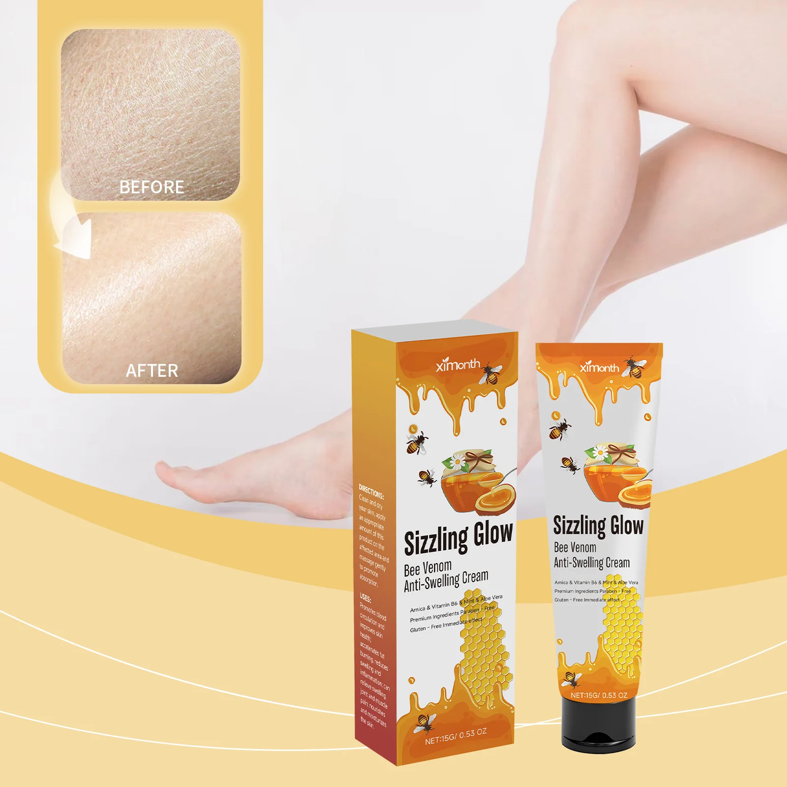 Creme anti-inchaço Sizzling Glow Snake Venom - Creme facial antienvelhecimento e reafirmante com complexo de vitamina B - reduz o inchaço