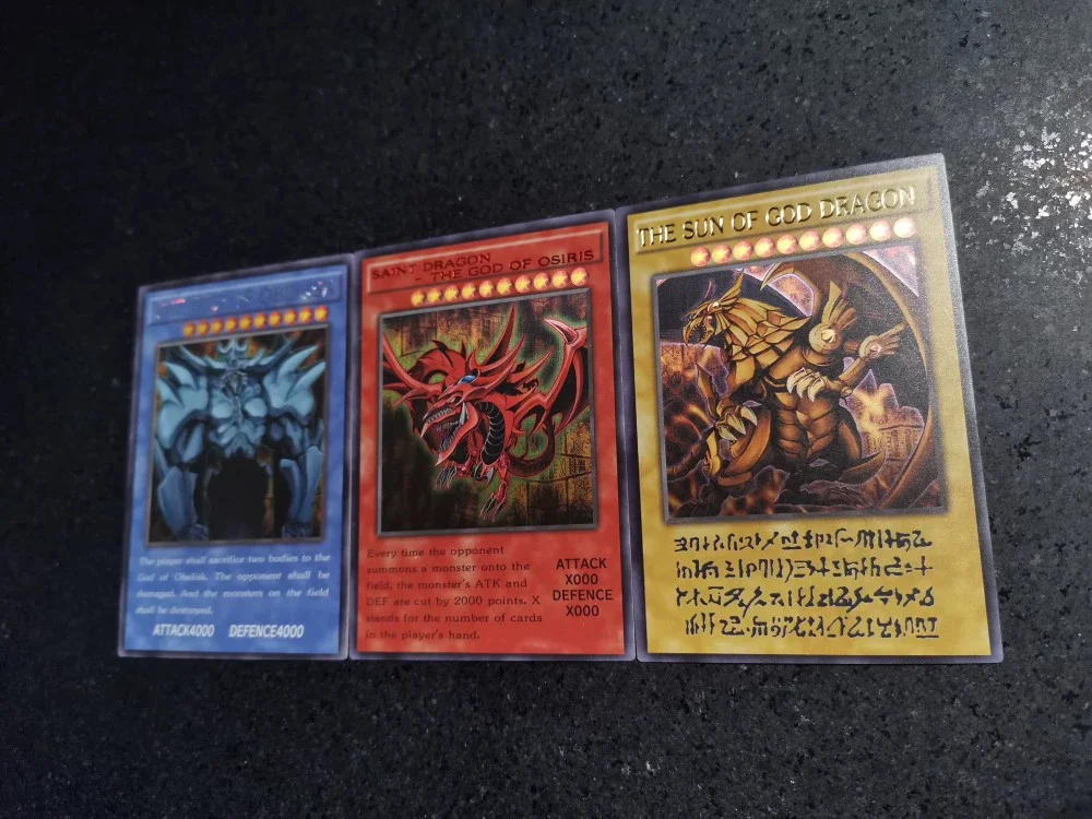 3Pcs Yu-Gi-Oh OCG DIY Anime Card Of God Homemade card 20th anniversary Egyptian God Card Toys Game Collectible Battle Card