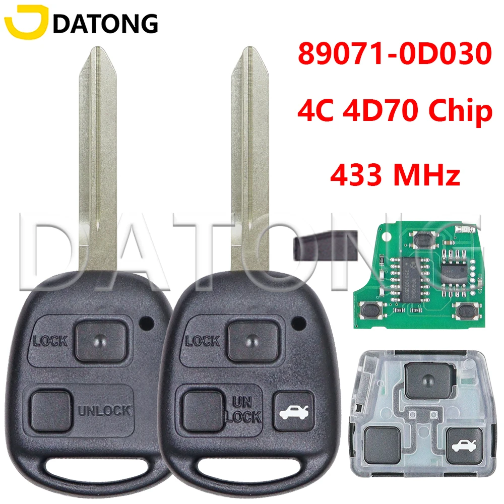 

Datong 89071-0D030 433MHz 4C/4D70 Chip TOY47 Blade Car Remote Key For Toyota Avensis Avanza Corolla Yaris 2003-2012