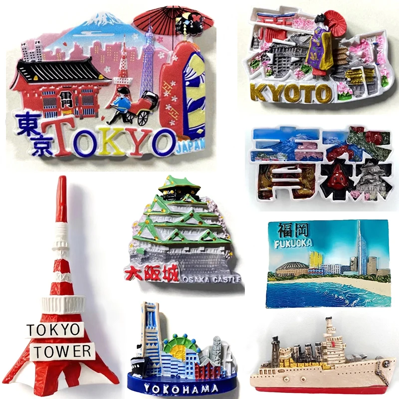 Imanes de nevera japoneses Tokyo Mount Fuji Kyoto, recuerdos de viaje, pegatinas de nevera Hokkaido, regalos de Navidad, pegatinas de tablero de mensajes