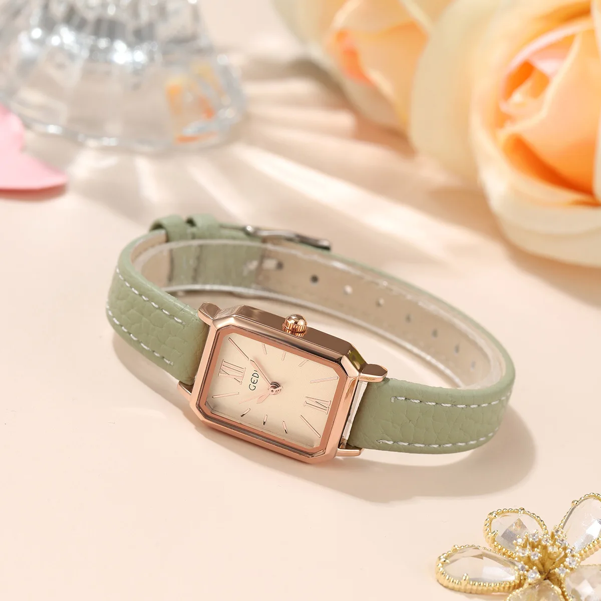 GEDI Simple Luxury Women's Watch Korean Version Student Square Retro Temperament Waterproof Female Fashion Quartz Watches Gift