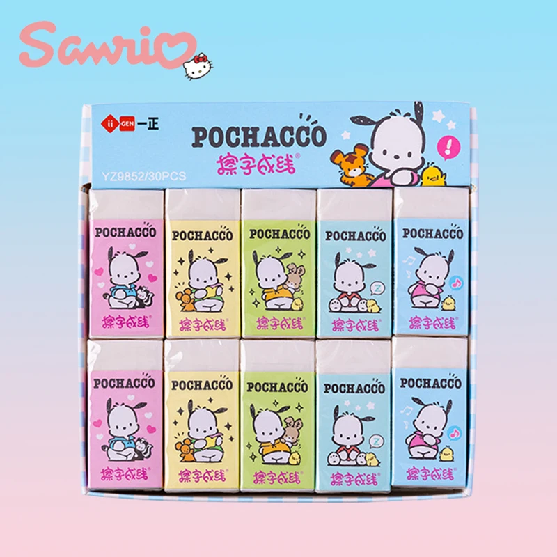 30pcs Sanrio Pencil Eraser Kawaii Anime Pachacco Students Portable Eraser School Office Supplies Stationery Prizes Wholesale