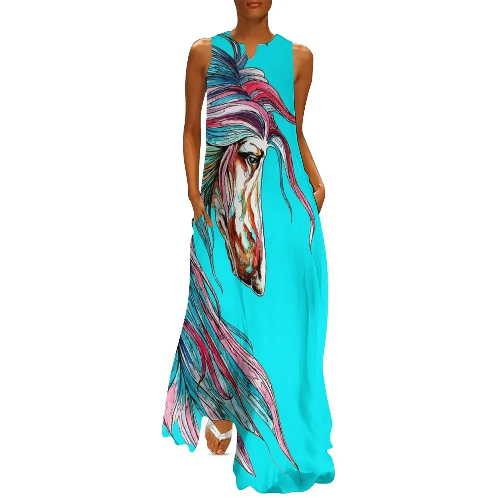 

Afghan Hound.Coat of many colours. Long Dress Women's summer skirt dresses for women chic and elegant woman dress Dress