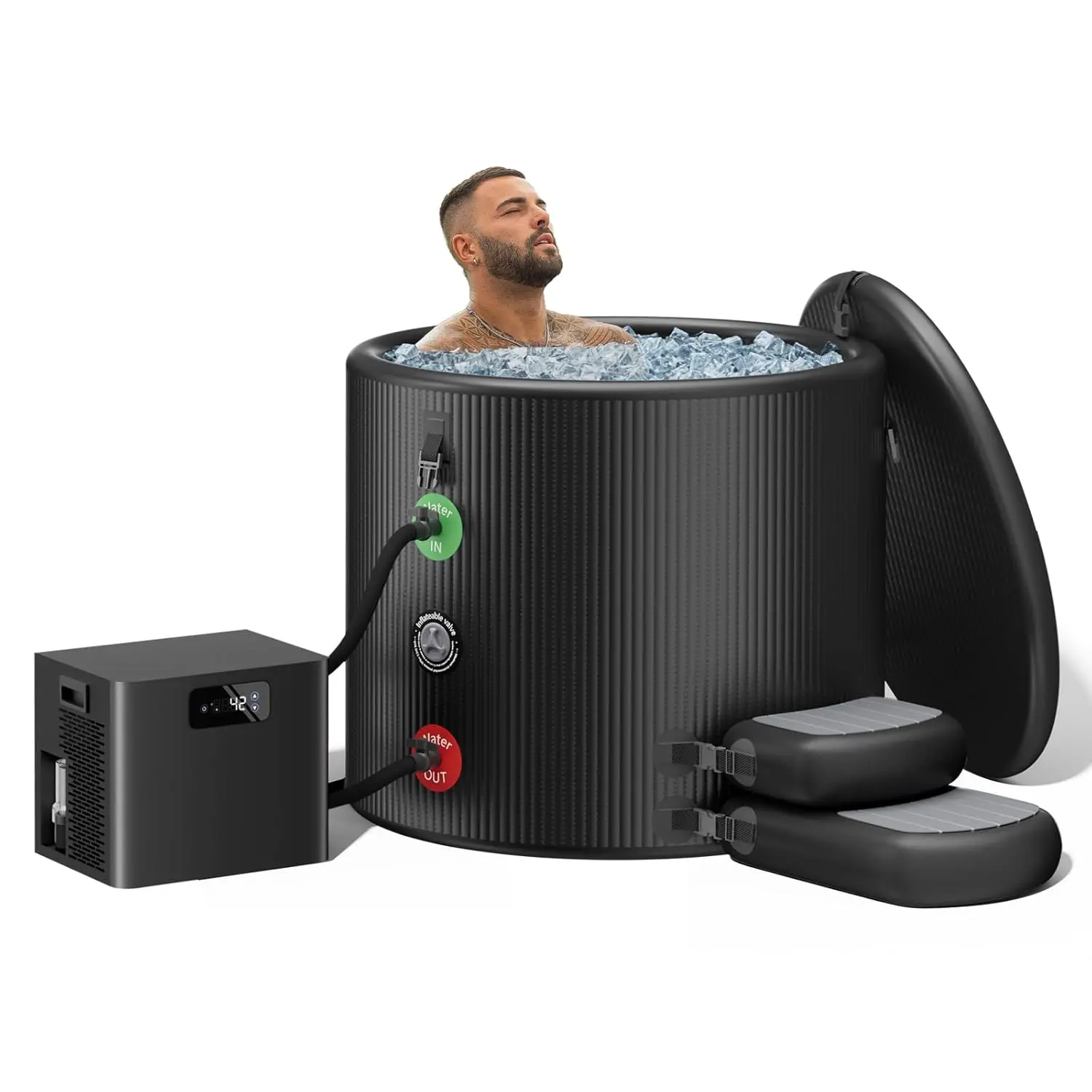 

1/3HP Ice Bath Chiller & Cold Plunge Tub Kit, Cold Plunge Chiller with Built-in Pump, 120 Gal Inflatable Ice Plunge, Customized