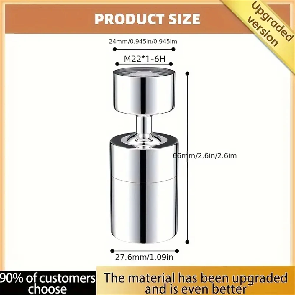 720° Rotary Kitchen Faucet Spray Head Filter Tap Washbasin Splash Proof Adapter 2 Modes Adjustable Kitchen Sink Faucet Aerator