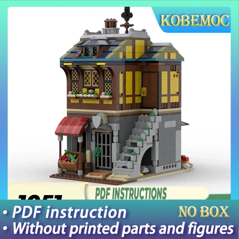 Modelo Medieval Street View, bloques de construcción Moc, tecnología de casa comerciante, bloques modulares, regalos, juguetes de Navidad, conjuntos DIY de montaje