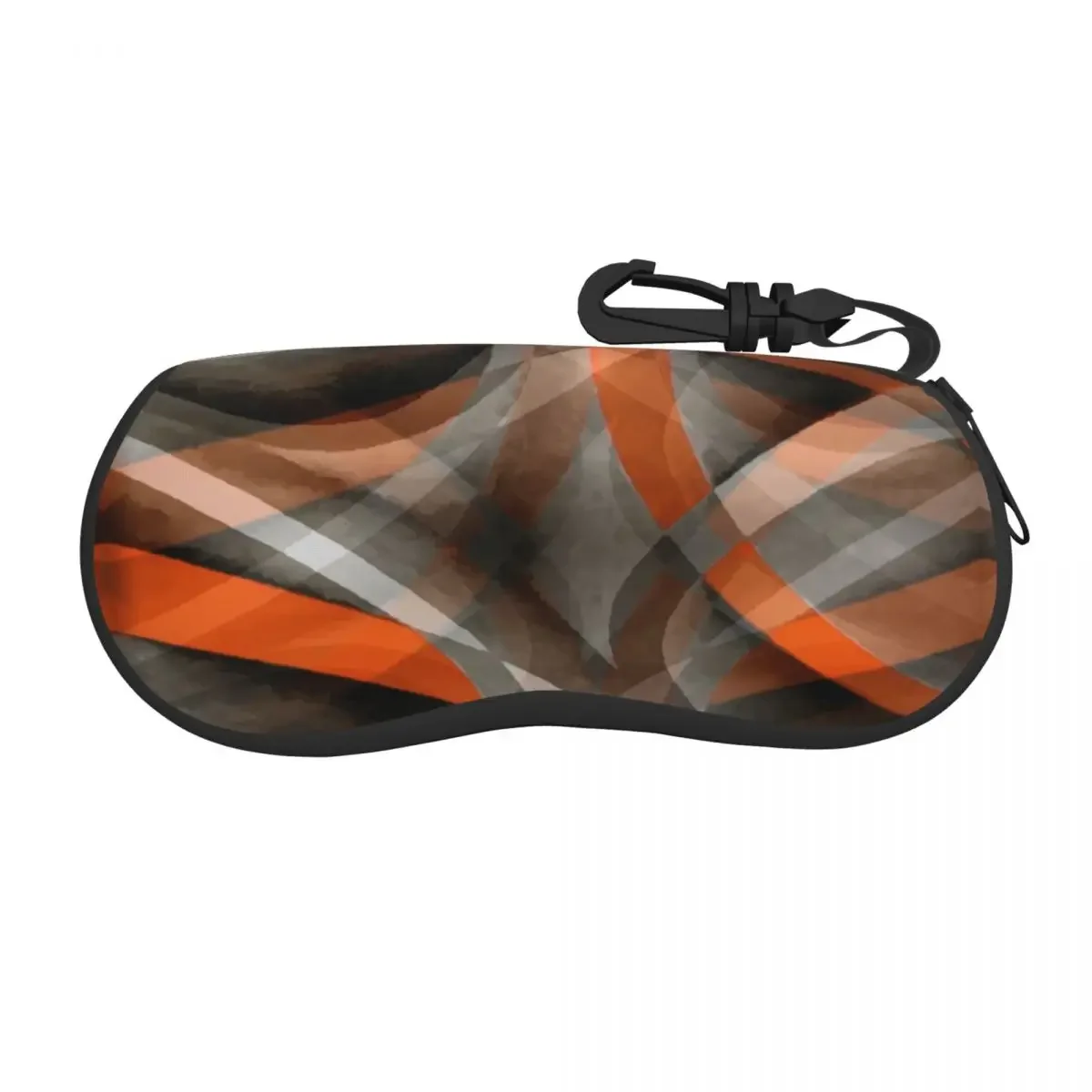 Orange And Grey Curves Sunglasses Case Neoprene Zipper Geometric Modern Art Shell Eyeglass  Protective Box For Glasses