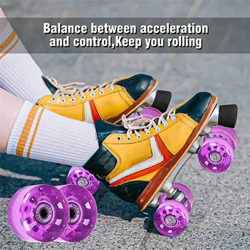 A89E-8-Piece 32 X 58Mm 82A Roller Skates with Bearings, for Indoor or Outdoor Use, with Wrench for Wheel Removal Purple