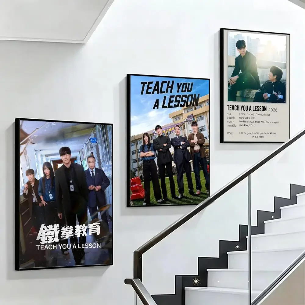 Comic Teach You A Lesson Poster HD Poster Black And White Simple Home Decor For Living Room Bedroom Corridor And Gift Giving