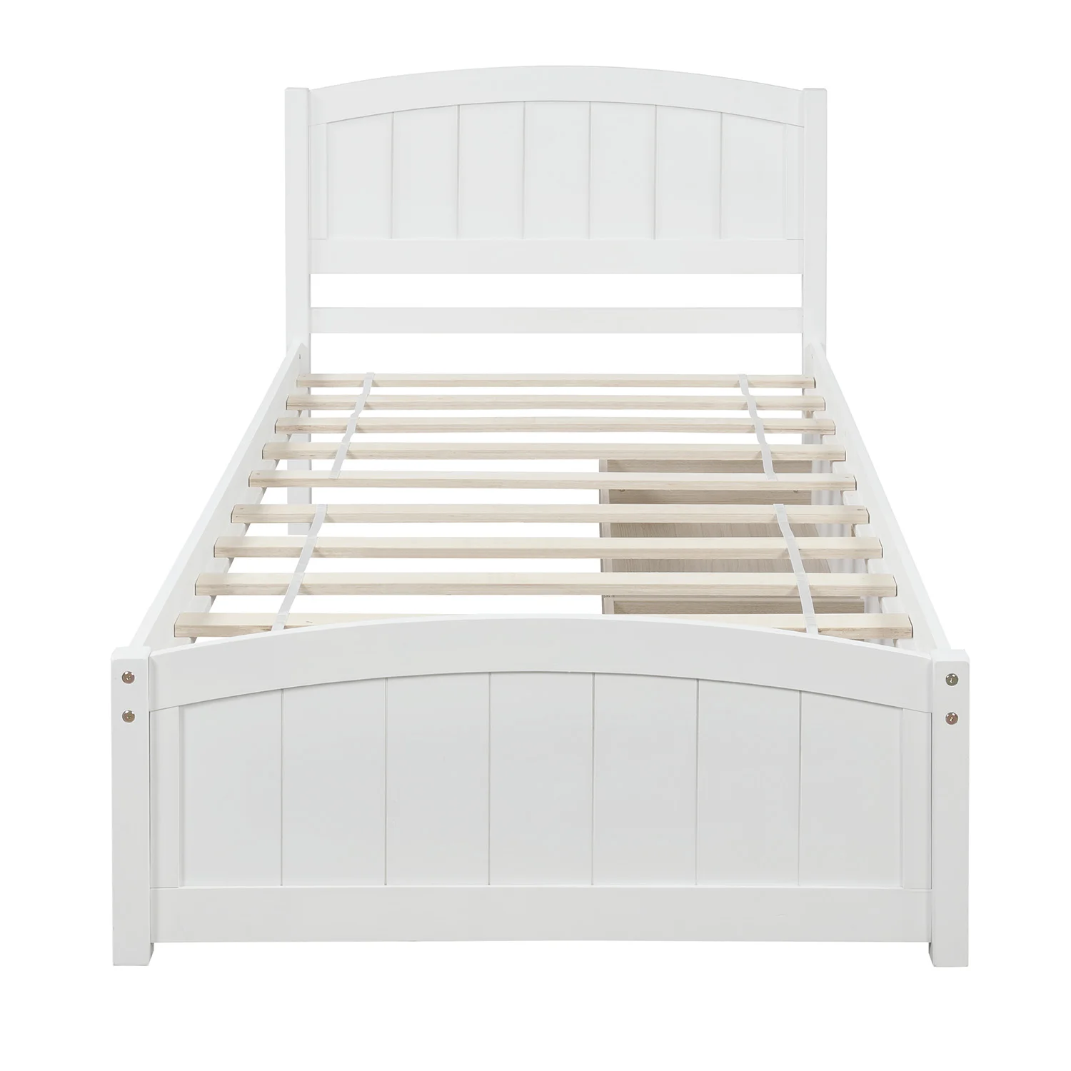 White Twin Platform Bed with Two Drawers, Practical and Sturdy Design  79.50x41.70x37.50 in.